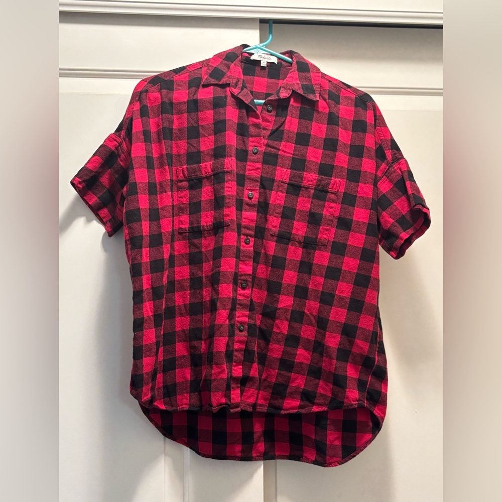 Madewell Flannel Courier Shirt in Buffalo Check, size XS